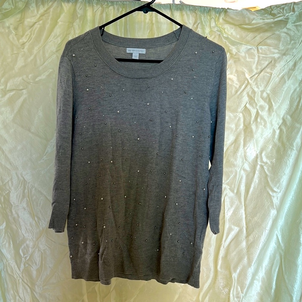 Size L, New York & Company sweater with pearls, new